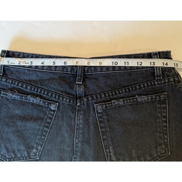 Reformation Black Denim Mini Skirt Sz 28 Pacific Wash Studs Goth Festival EUC