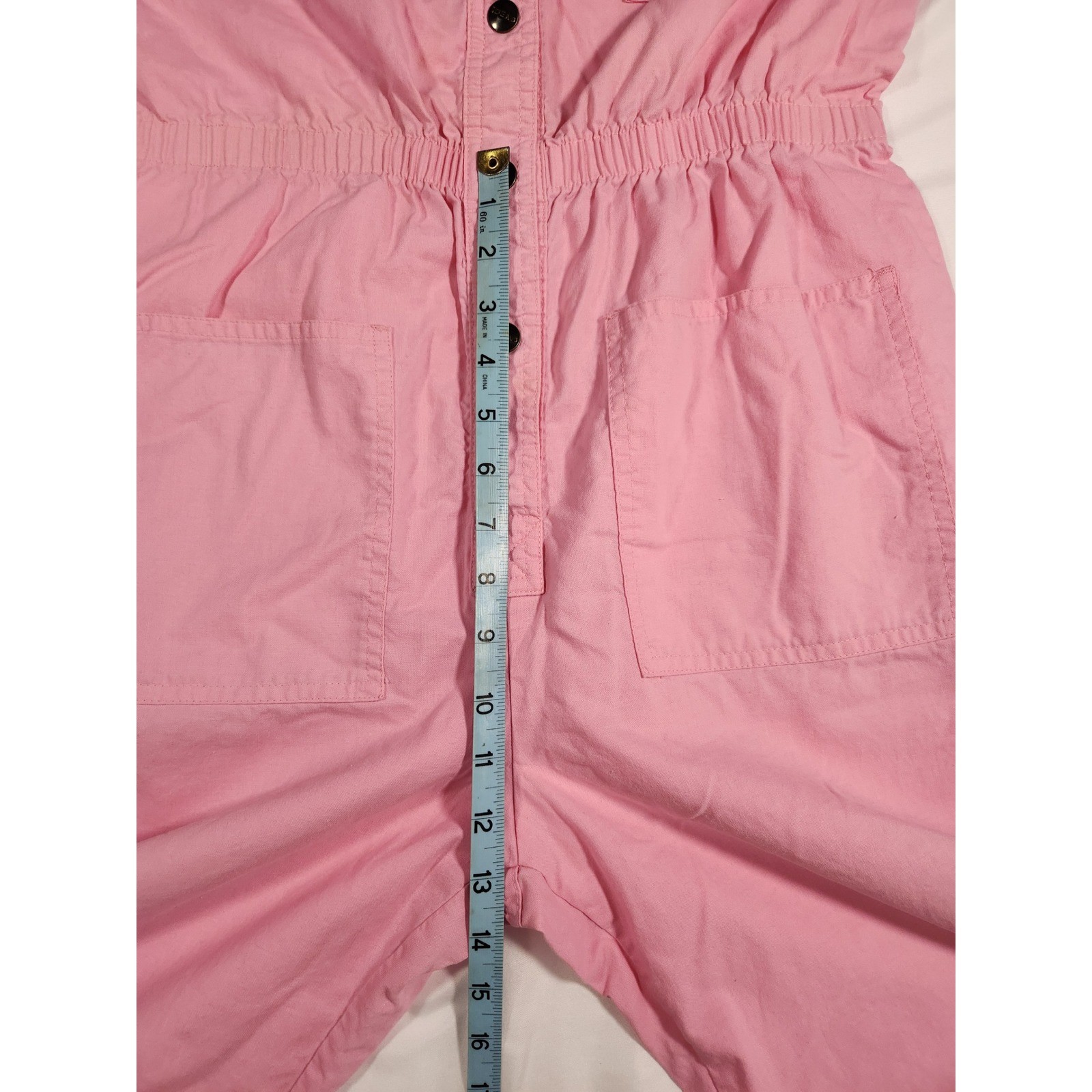 VTG Ideas 1980s Pink Sleeveless Utility Jumpsuit Snap Front Size Large Pockets!