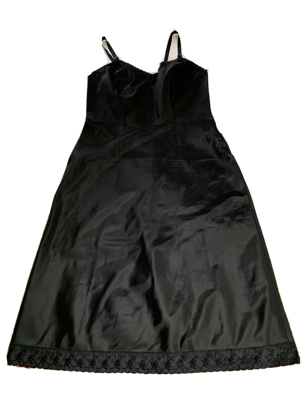 Vintage Ariel Barbizon Slip Tafredda Black Adjustable Side Zip Size 14 EUC