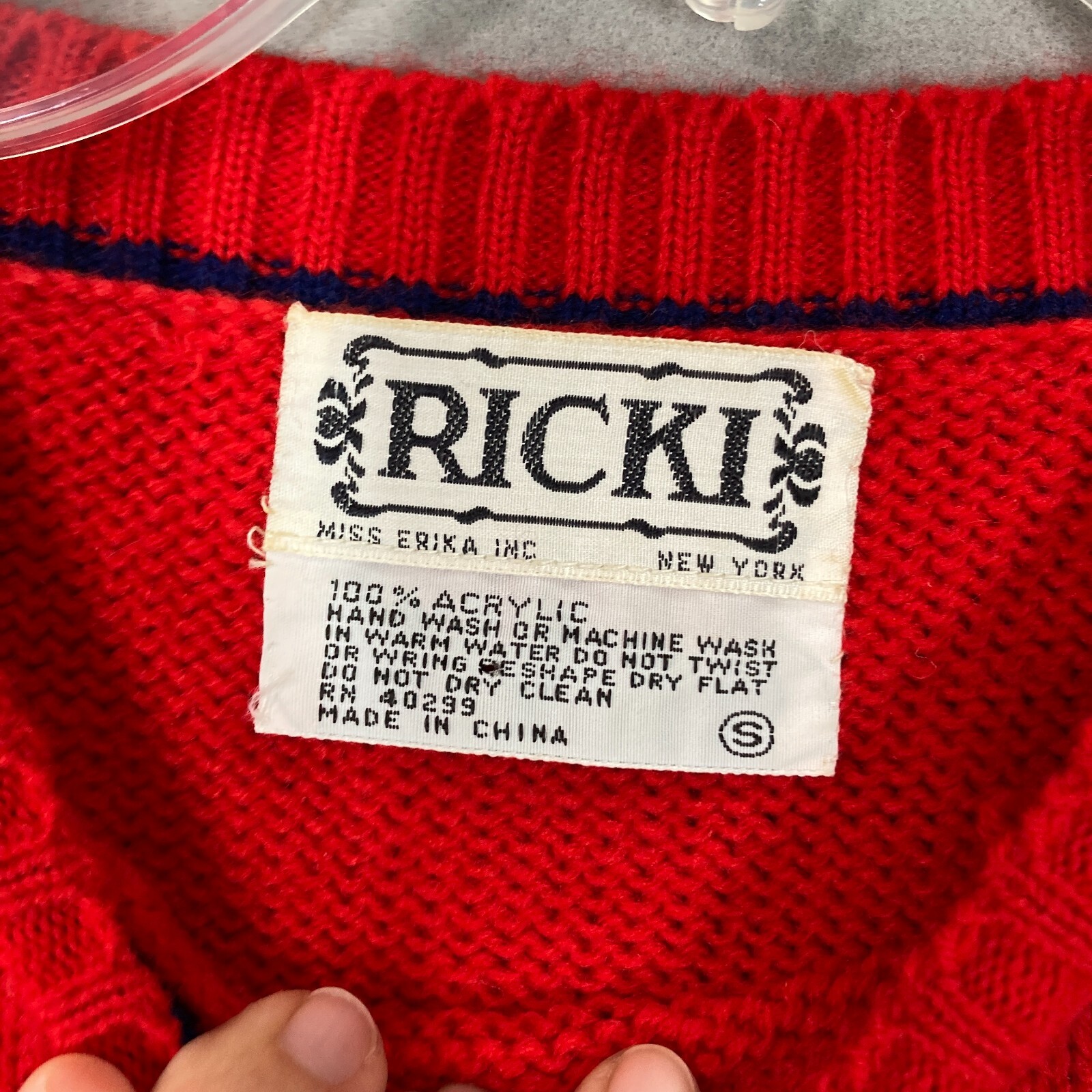 Vintage 80s 70s Sweater Red Womens Small Fits XS School girl Rockabilly Knit L/S