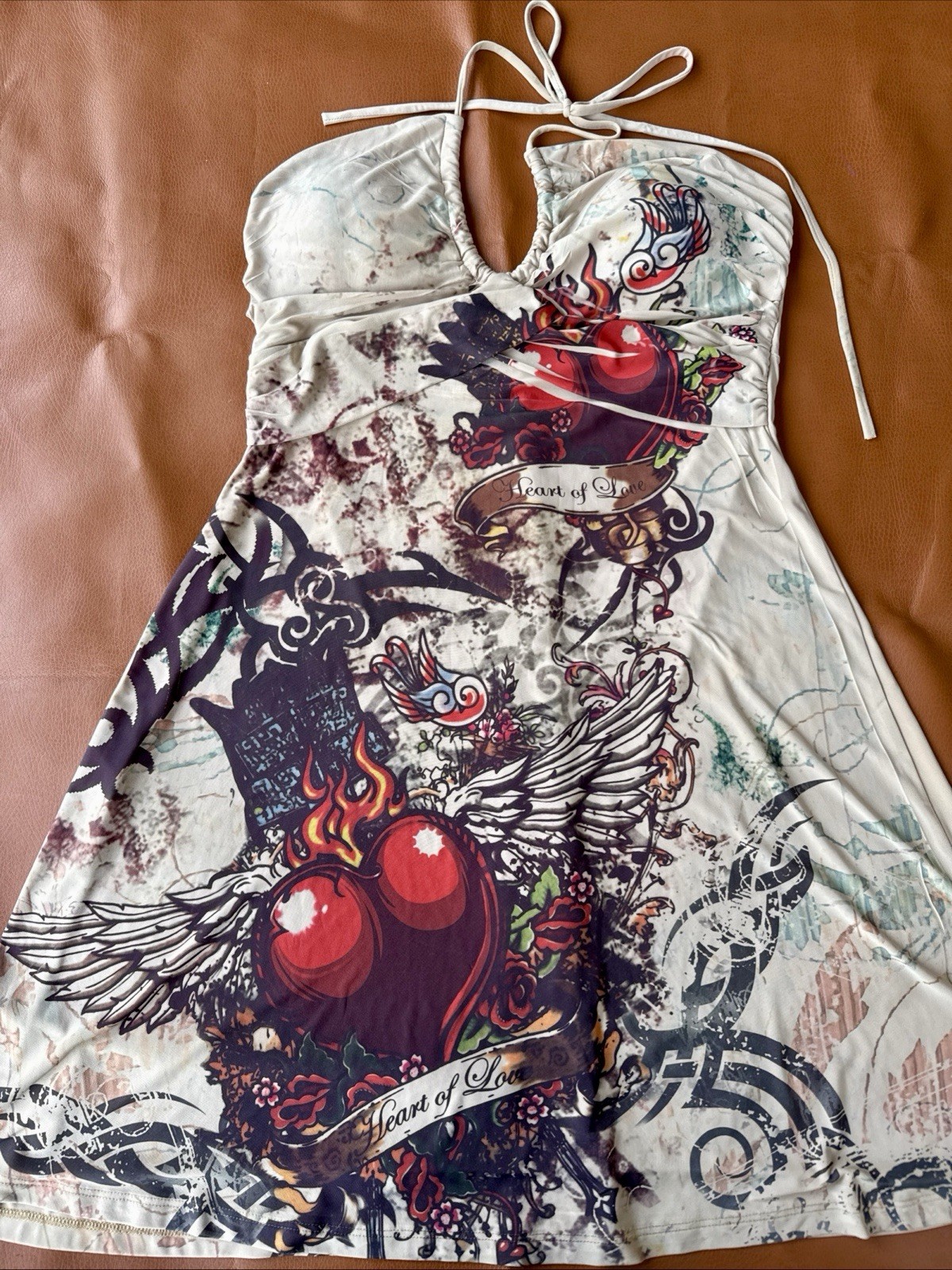 Vtg Y2K HeartOfLove Dress,SzM,1990’s EdHardy Look 90’s,1990’s,StrangerThings Era
