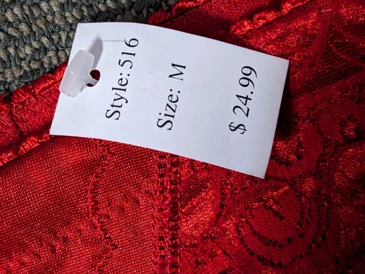 NWT Vtg Medium Red Brief Panties Silky Shiny High Cut Lace Shaping Donna Loren