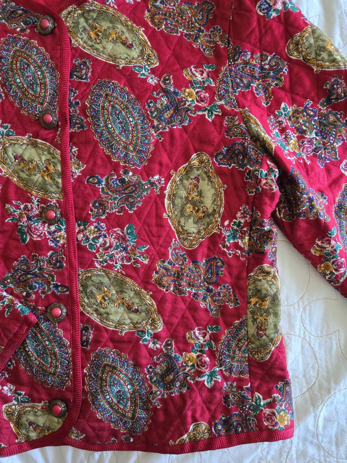 Vintage Galinda Wang Le Chine Classic Floral Hunting Jacket Womens Large 80s 90s