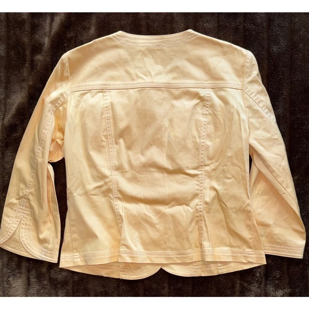 Ruby Rd. 6P Butter Yellow Stretch Cotton Short Jacket w MOP Buttons MINT!