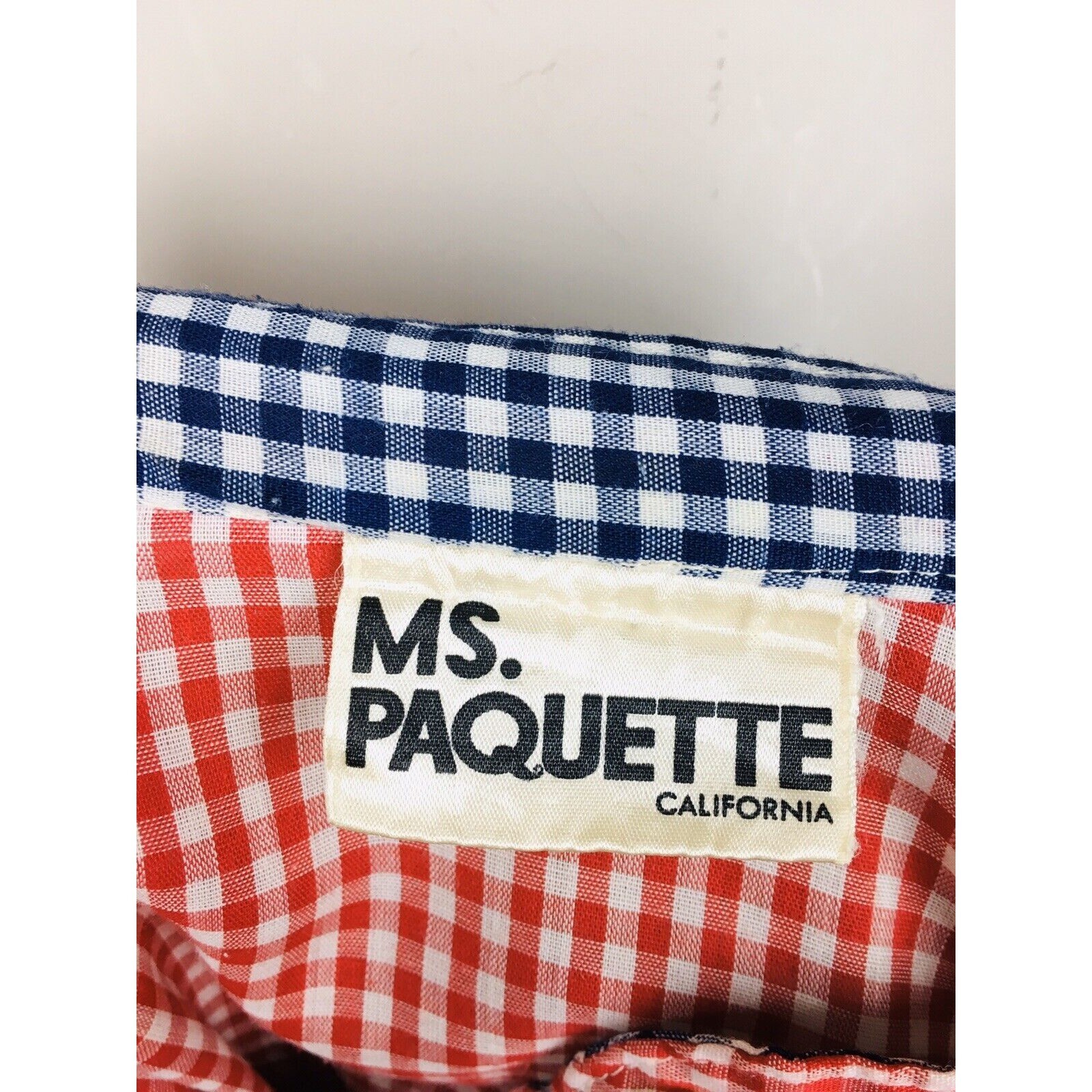 Ms Paquette Vintage 70s Western Farmhouse Check Pullover Roll-Tab Sleeve Top