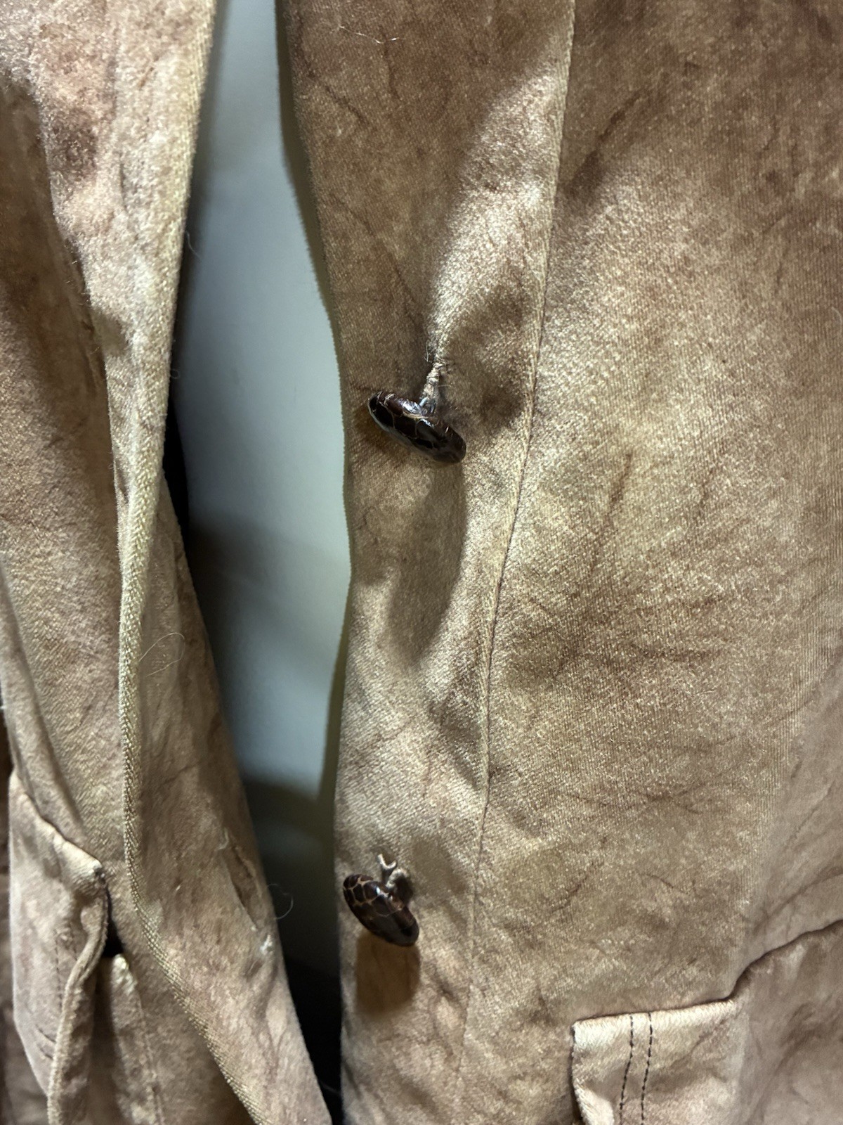 Vtg 70s Davidow Boutique Trench Coat Suede Look Cotton Color Stripe Lining USA