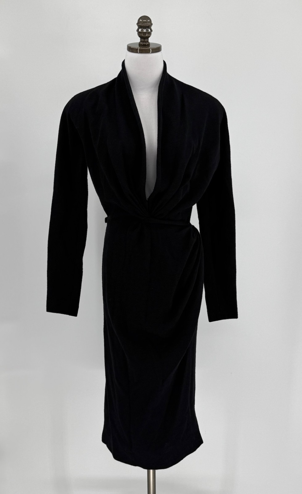 Donna Karan Archival Vintage Black Pure Wool Wrap Dress Sz 10 Union Made