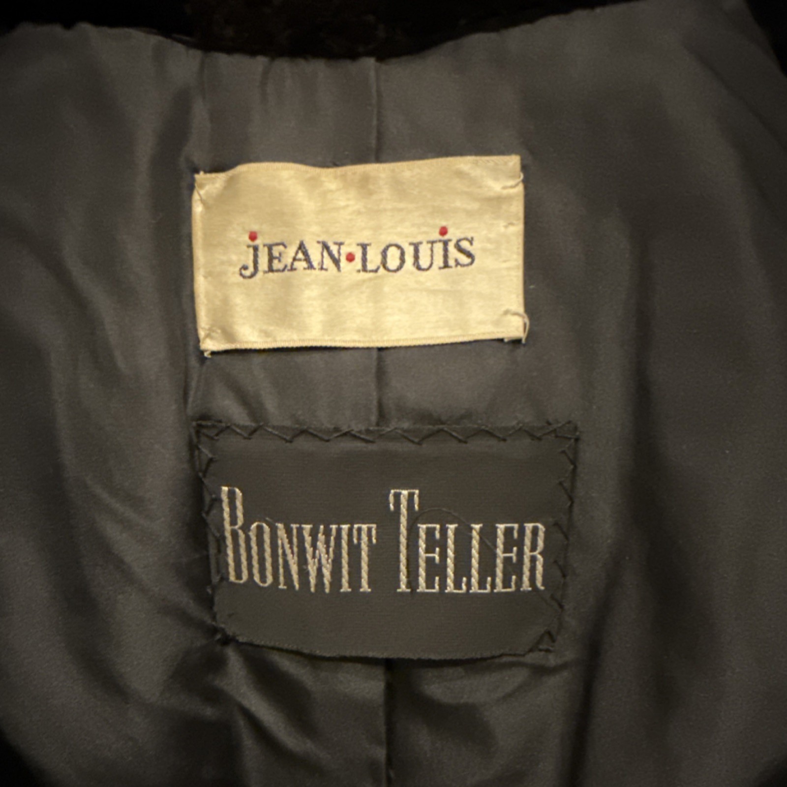 Jean Louis Bonwit Teller Black Vintage Fur Coat with Pearl Buttons