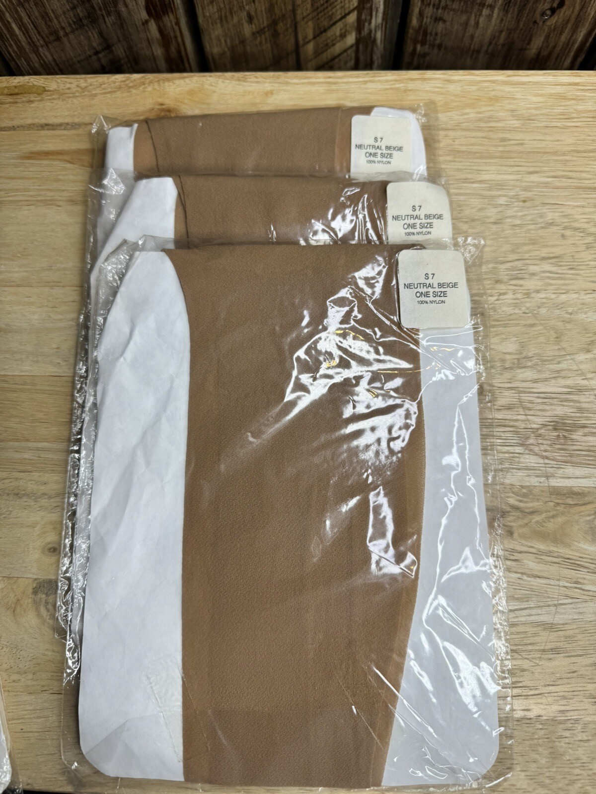 3 Pair Vintage National’s Guaranteed Hosiery Not Sure Style S7 Neutral Beige One