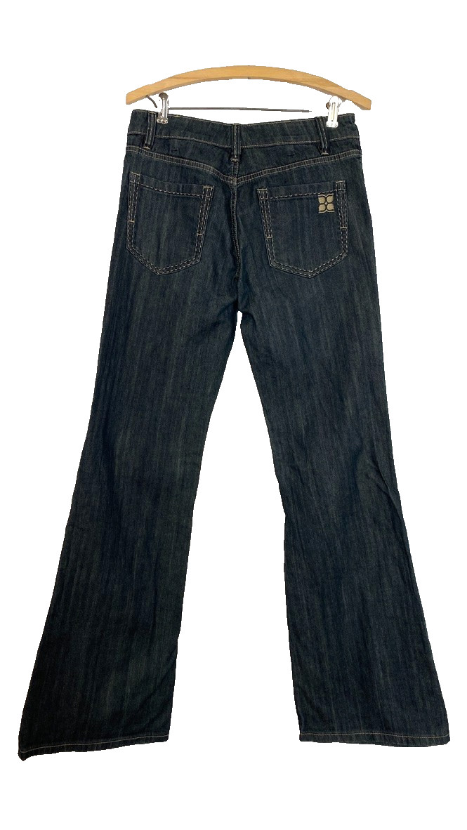 Vintage 1990s BCBG jeans 27 bootleg flare dark gray wash cotton denim mid rise