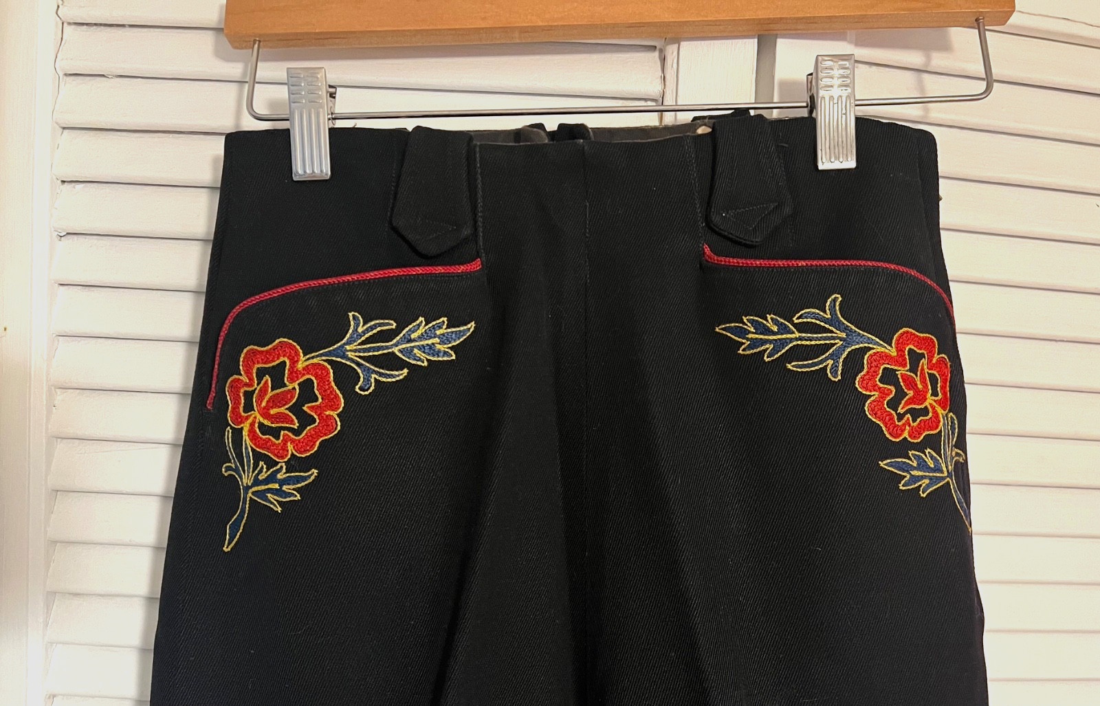 Vtg Western Cowgirl Pants 1940s 1950s Embroider Side Zipper XS Girls Rockabilly