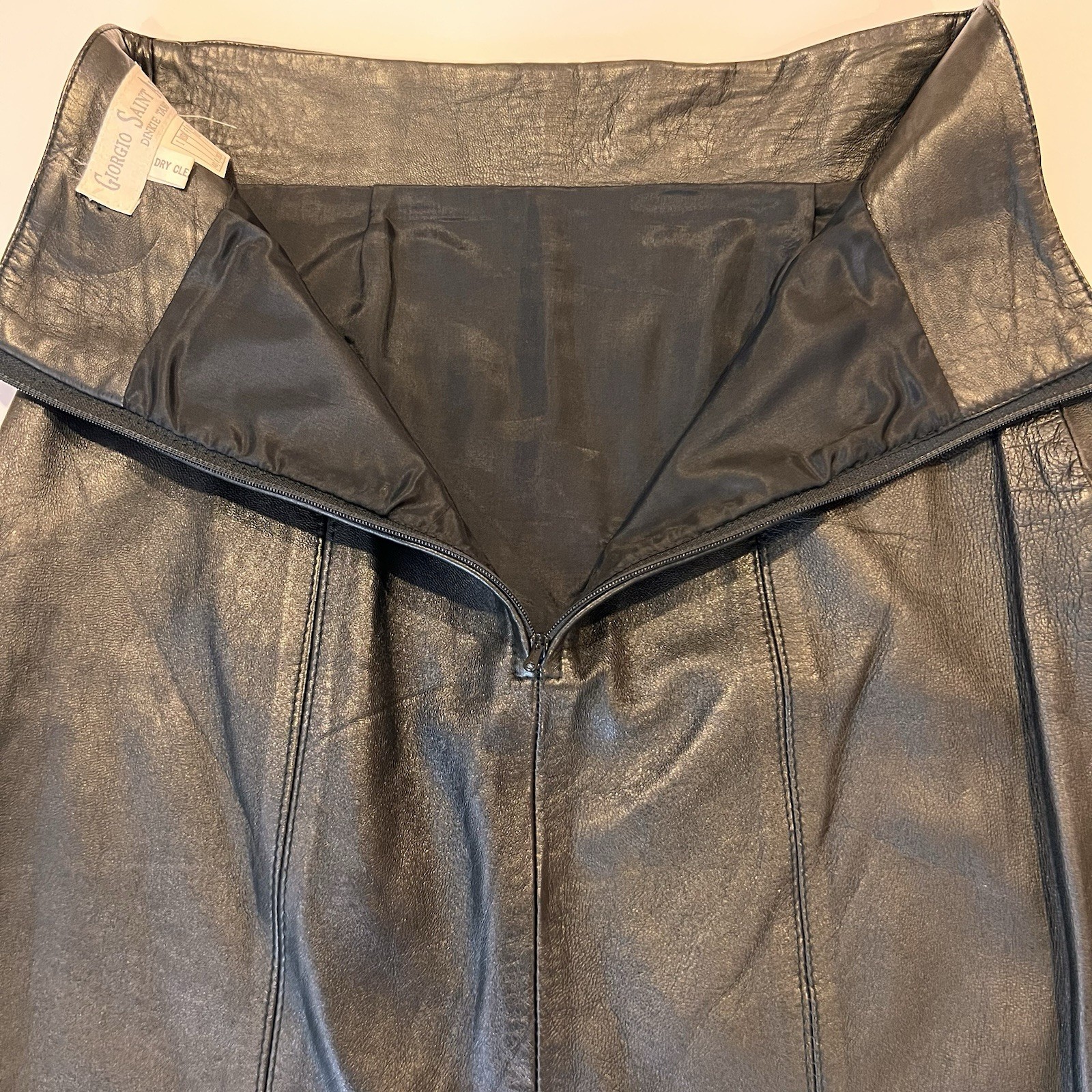 Vintage Giorgio Saint Angel Leather Pencil Skirt 6 Dinkie Tang High Waisted 80s