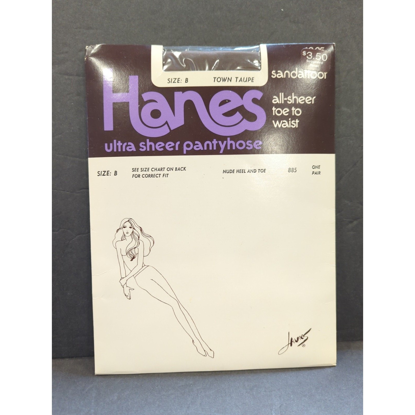 Vintage Hanes Ultra Sheer Pantyhose B Town Taupe Color style 885