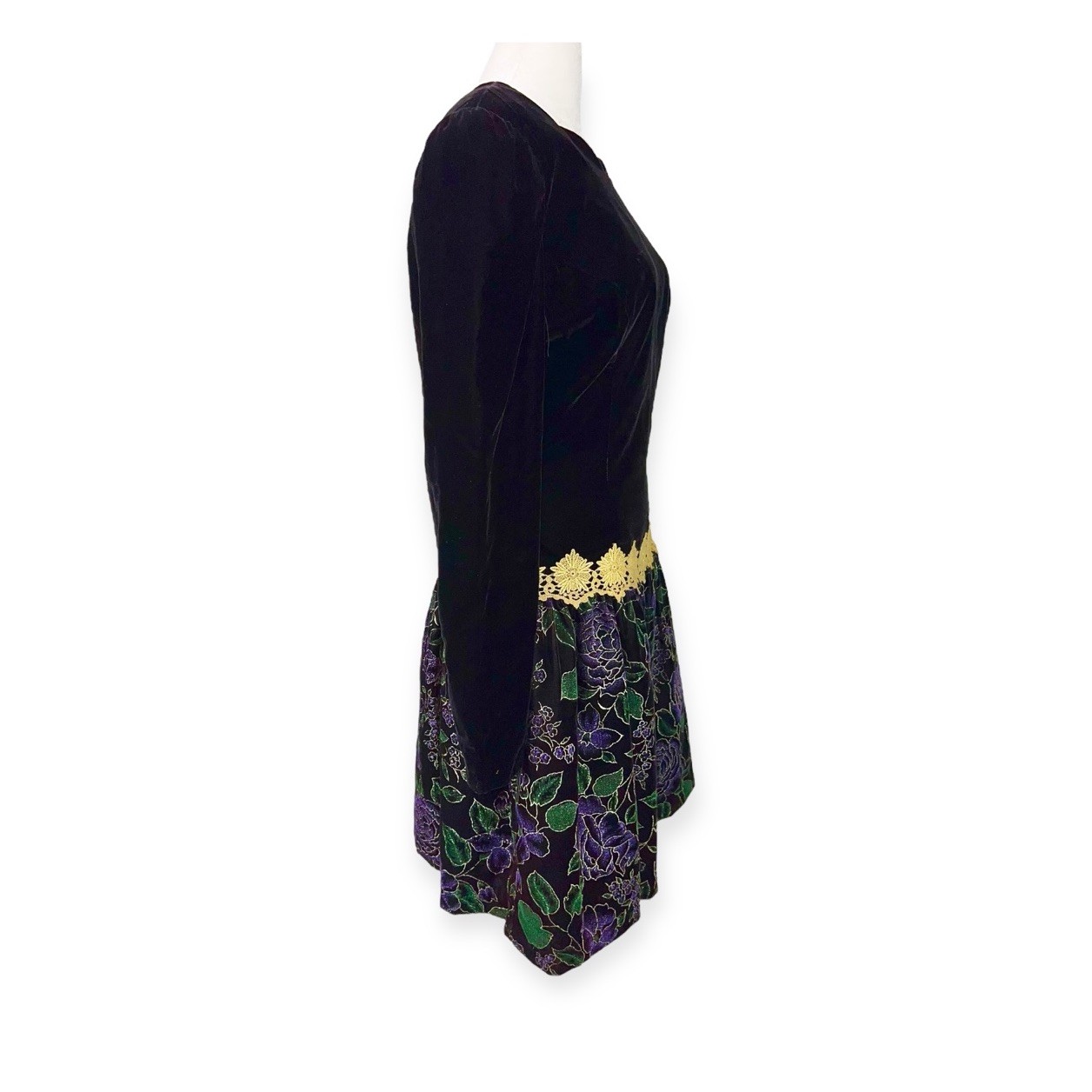 Scott McClintock 8P Prom Cocktail Dress Painted Velvet Whimsigoth Victorian Vamp
