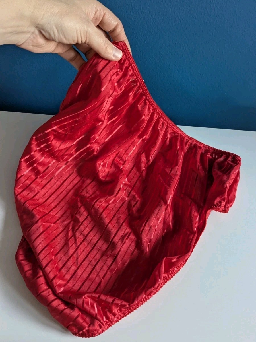 Vintage Warner’s Bright Stripes RED HOT High Cut Bikini Panties NWT Size L 55131