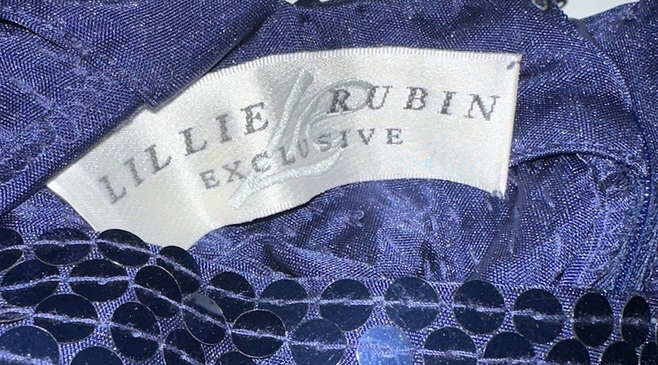 Lillie Rubin Exclusive Heavy Blue Mermaid Shimmer Sequin Beaded Dress VTG Size 2