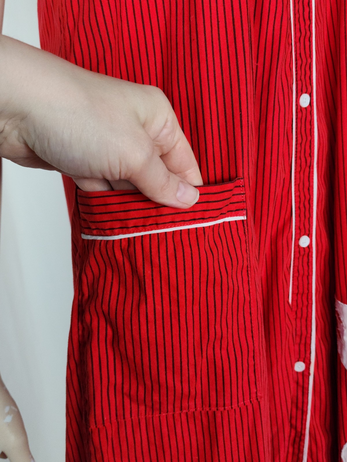 Vtg kitty cat sleep dress pajama nightie red black S/M
