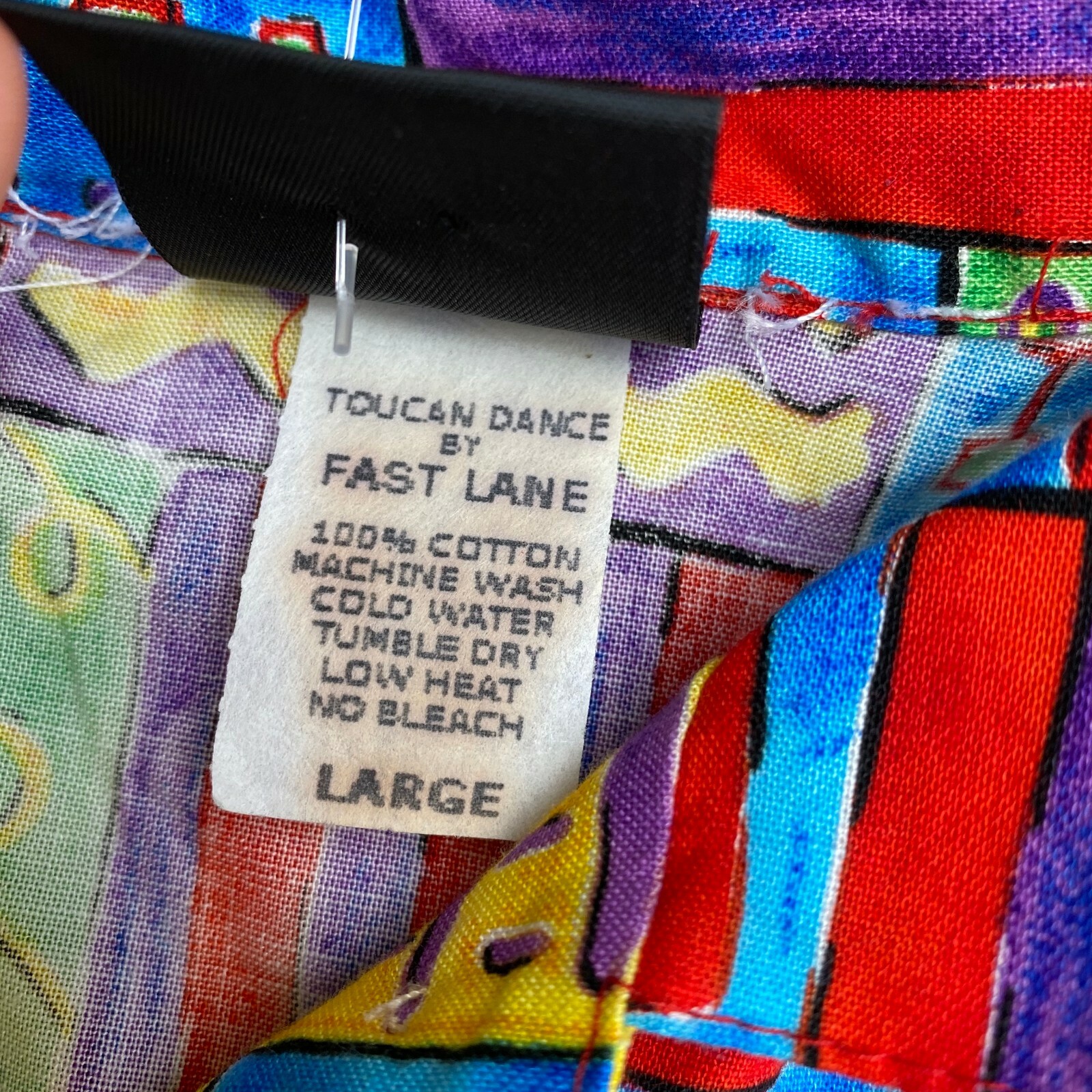Fast Lane Toucan Dance Hawaiian Shirt Womens L Bright Multicolor Camp USA VTG