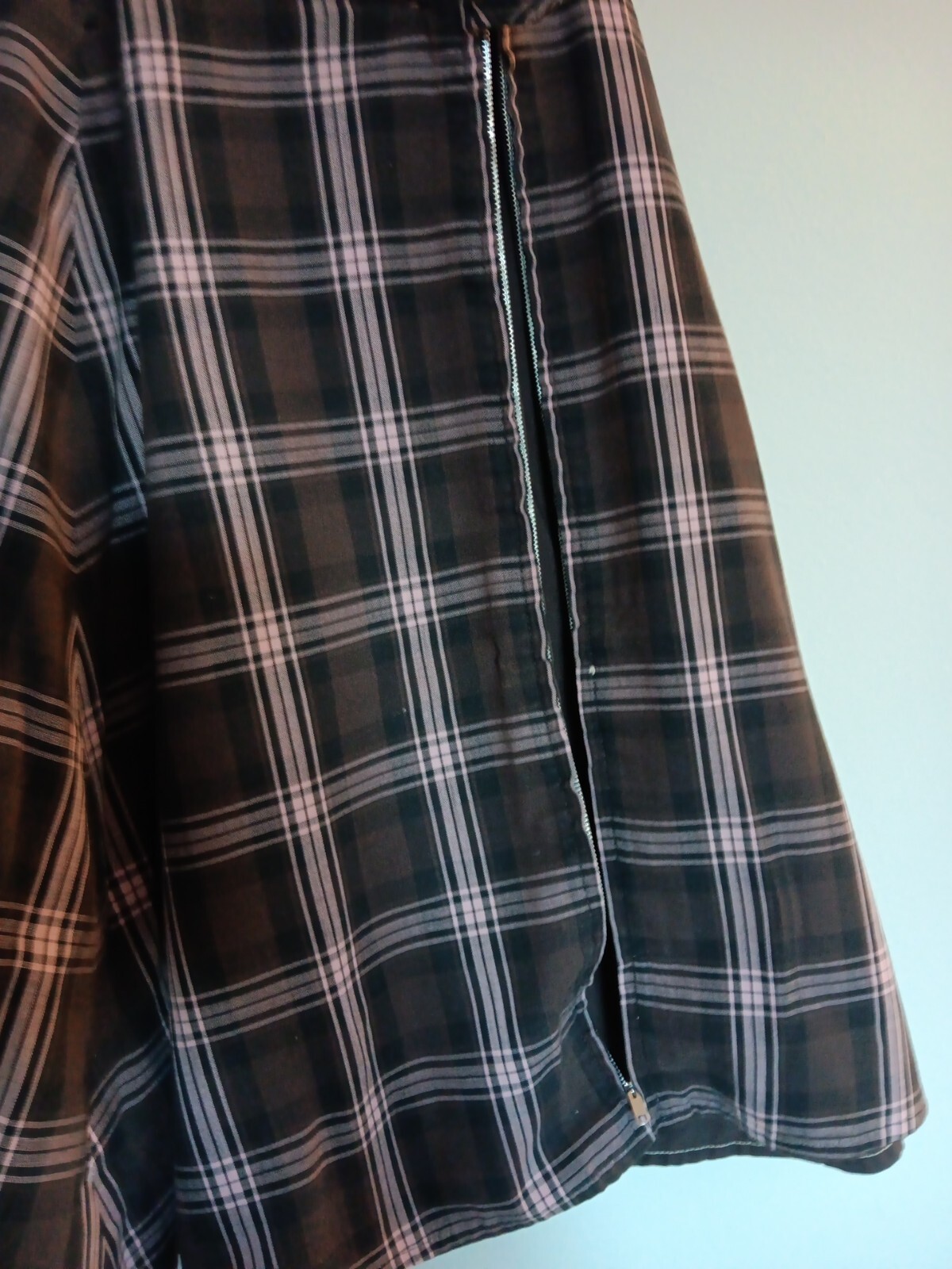 1960’s Vtg. Bobbie Brooks Pink Brow Plaid Mini Skirt W Side Zipper Button…