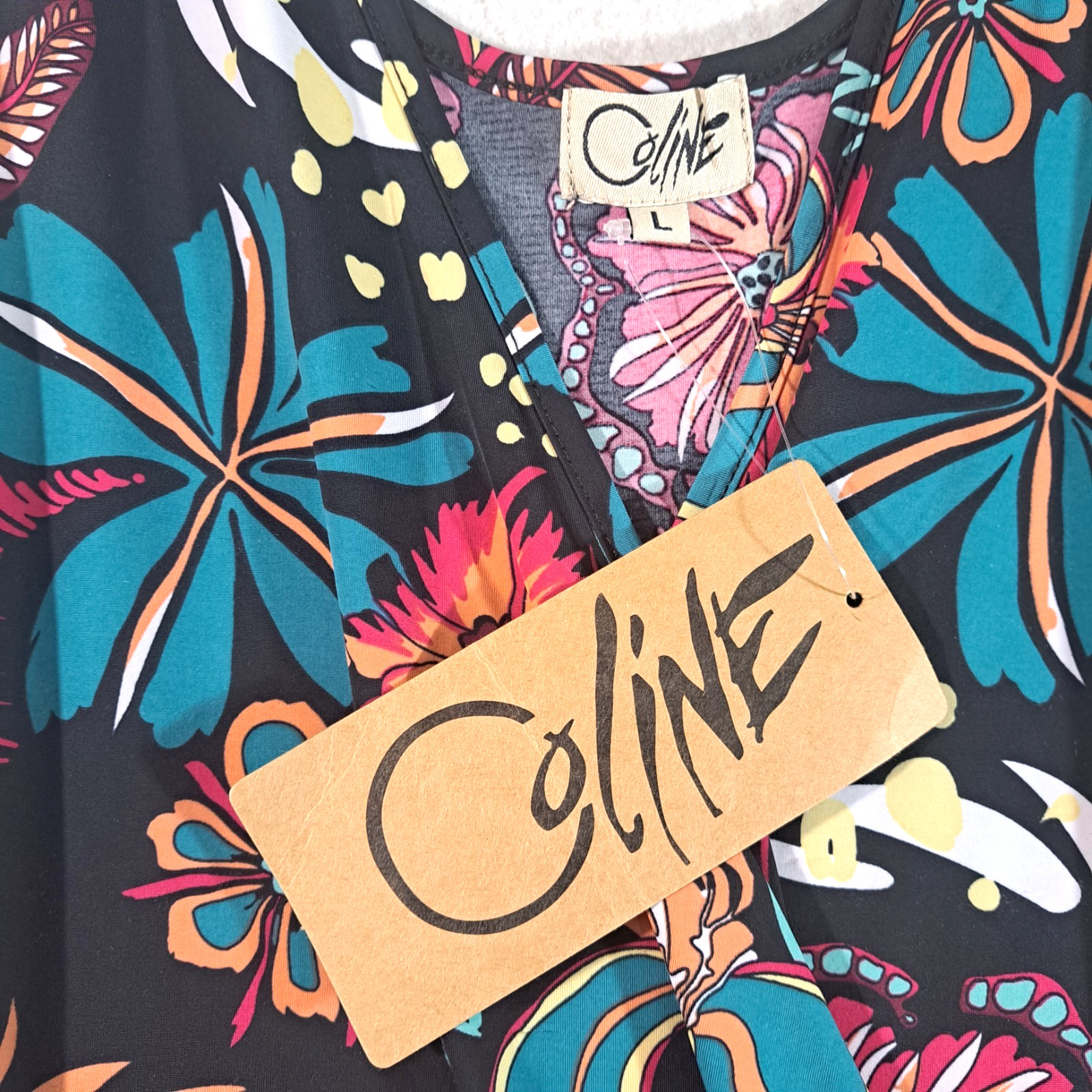 Coline Drop Waist Dress Black Floral Sleeveless Women’s Size Large