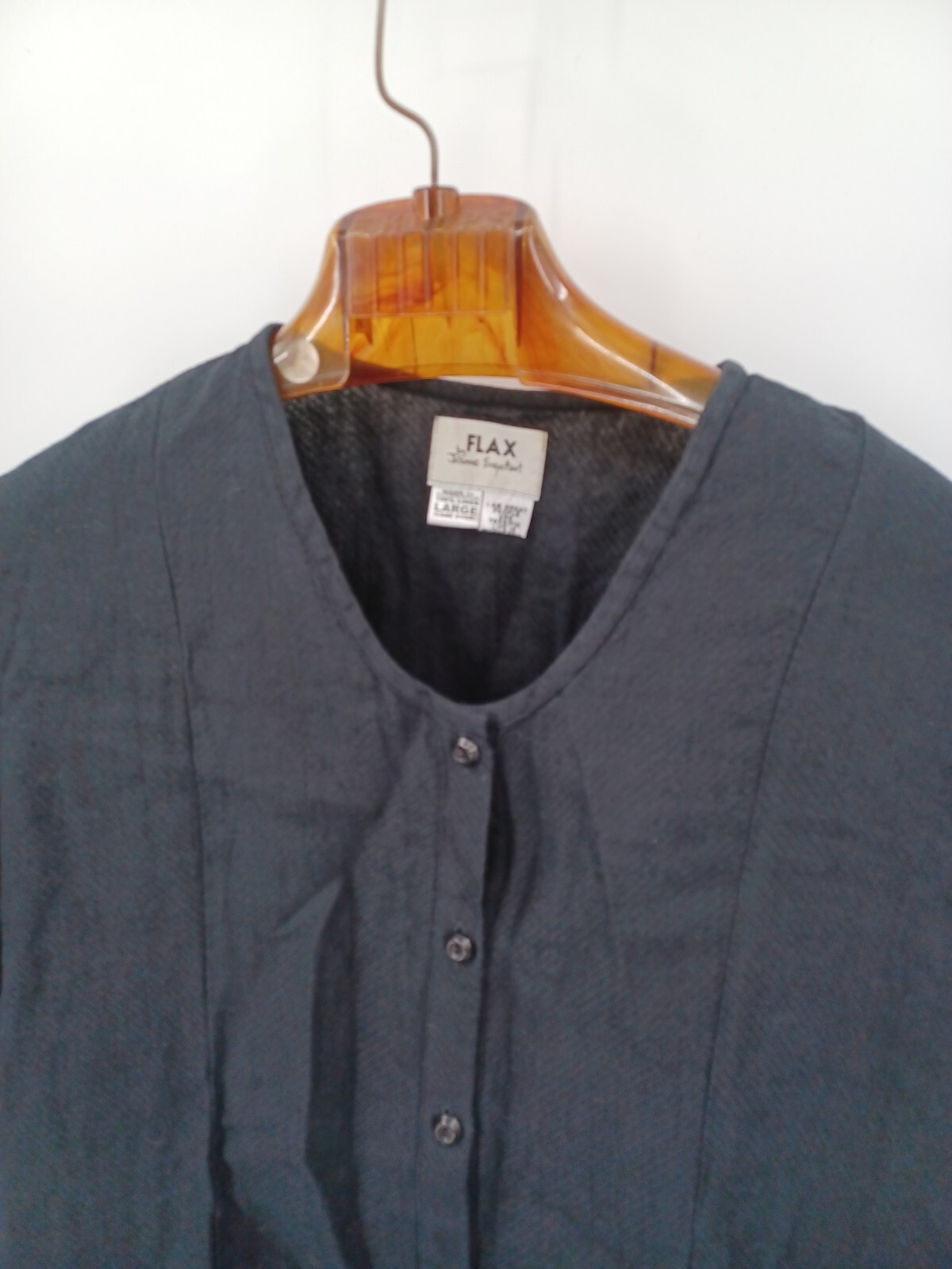 NOS Vintage Classic Lagenlook FLAX Jeanne Englehart Black Linen Jacket New Large