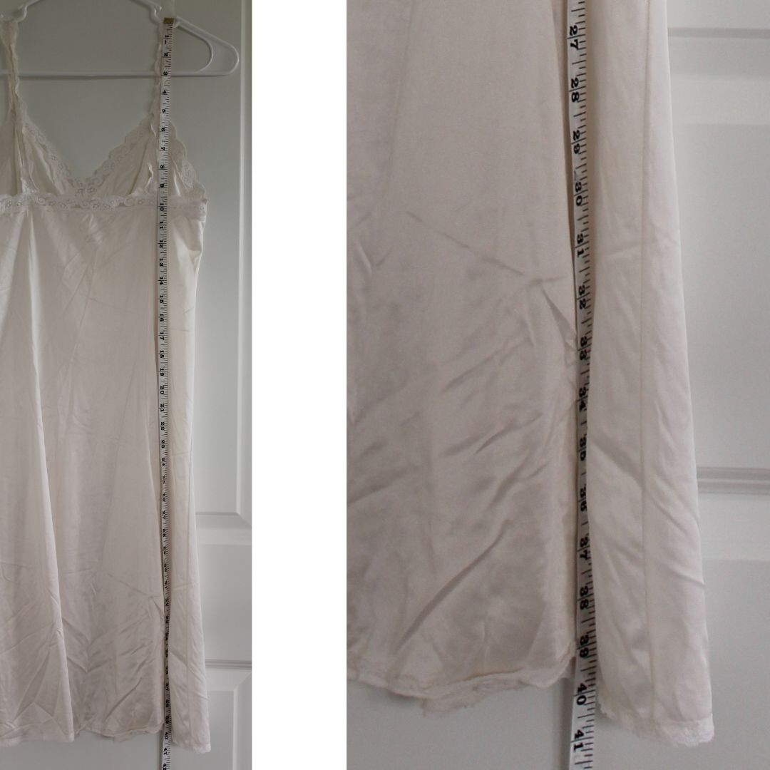 Vintage Ivory Midi Slip Dress Lace Trim lingerie Style Size 36 Y2K Minimalist