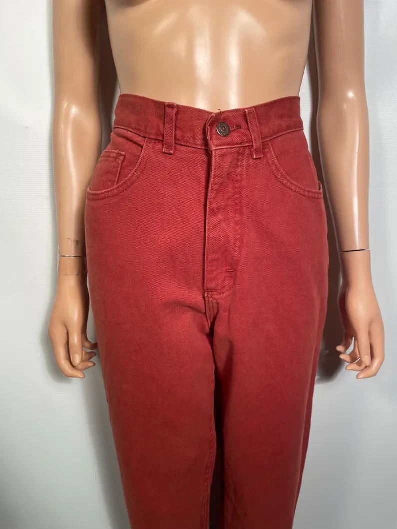 Vintage 90’s Lee Terracotta High Waist Cotton Mom Jeans Made In USA Size 28×28