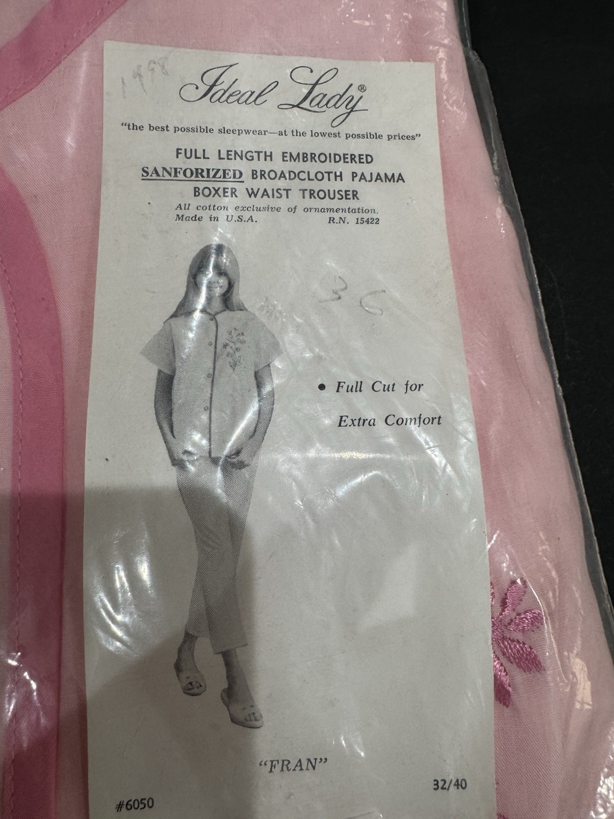 Vtg Ideal Lady 2pc Pajama Set Size 36