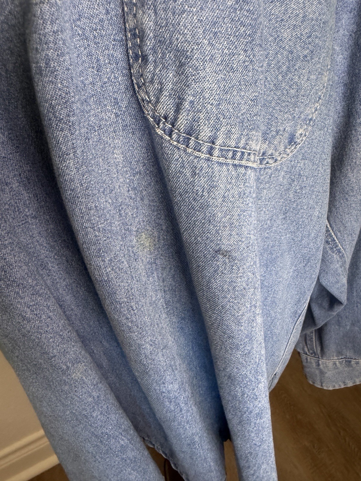 Vintage 90s Tommy Hilfiger Denim Half Zip Pullover Shirt S/P Oversized Jean Top