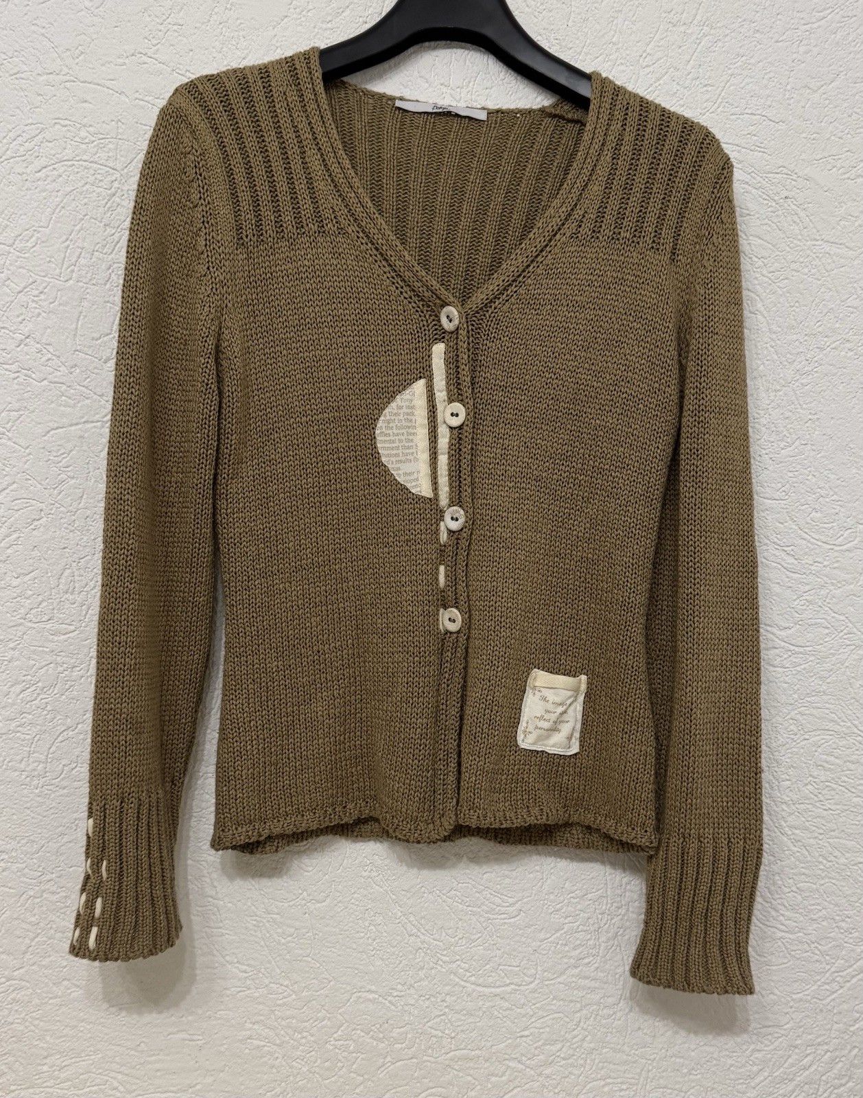 Vintage Chunky Knit Cardigan from Italy, Cotton/Acrylic, Size XL