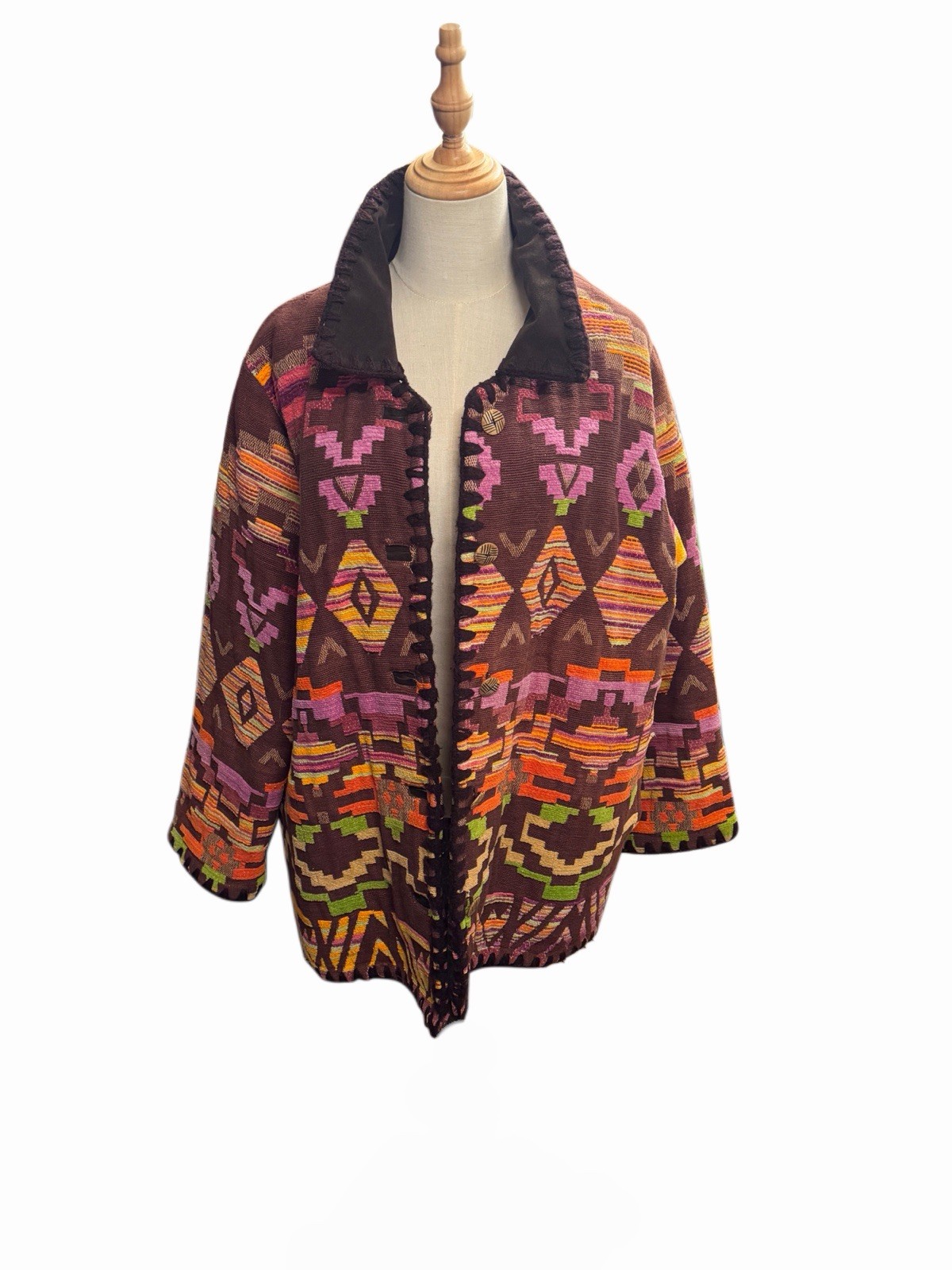 Vintage 90’s Cedar Canyon Woven Aztec Southwestern Tapestry Jacket Sz L