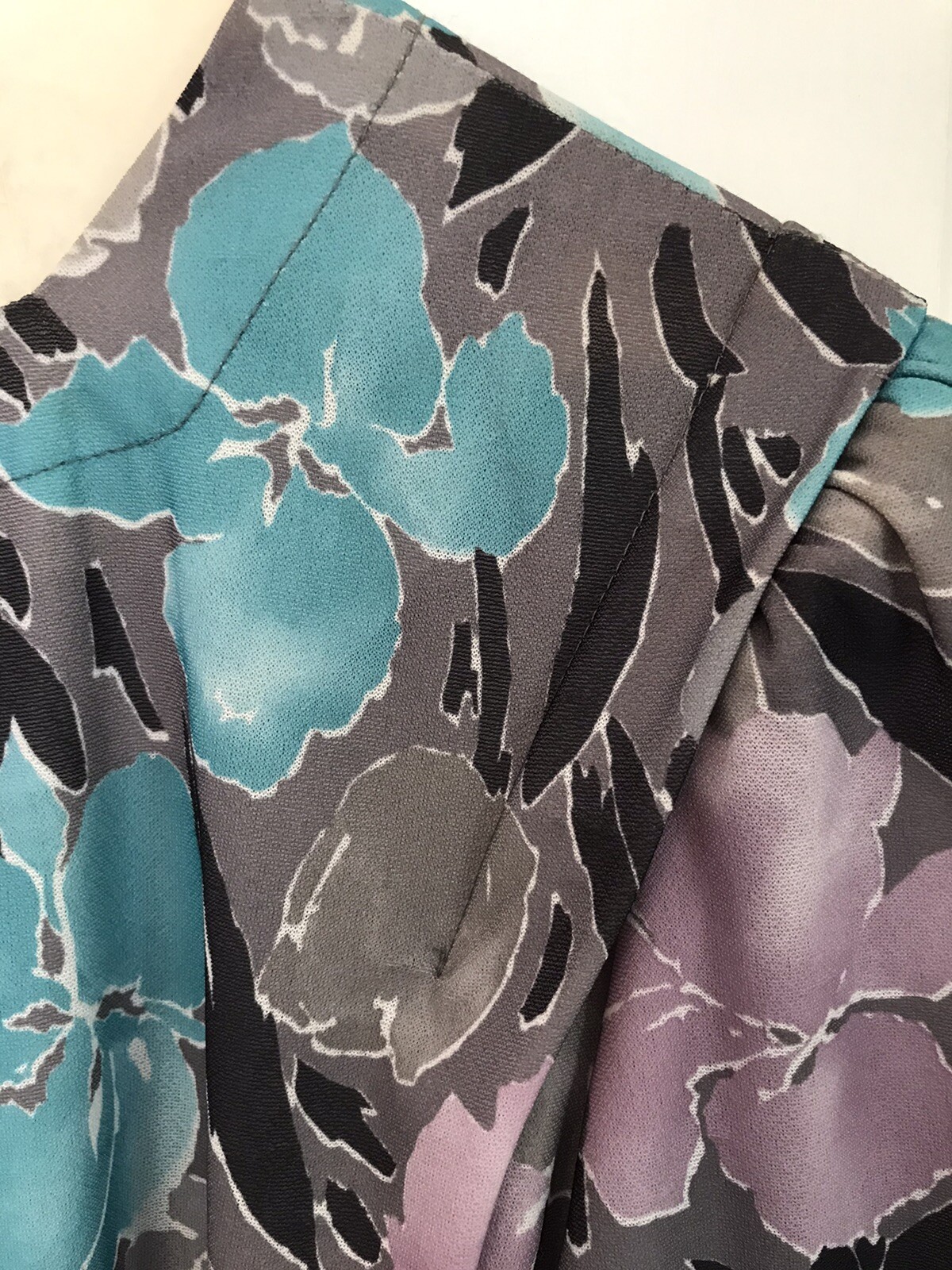 Vintage Dress 80s Floral Shift Signor California New w/Tags NWT Gray Purple Blue