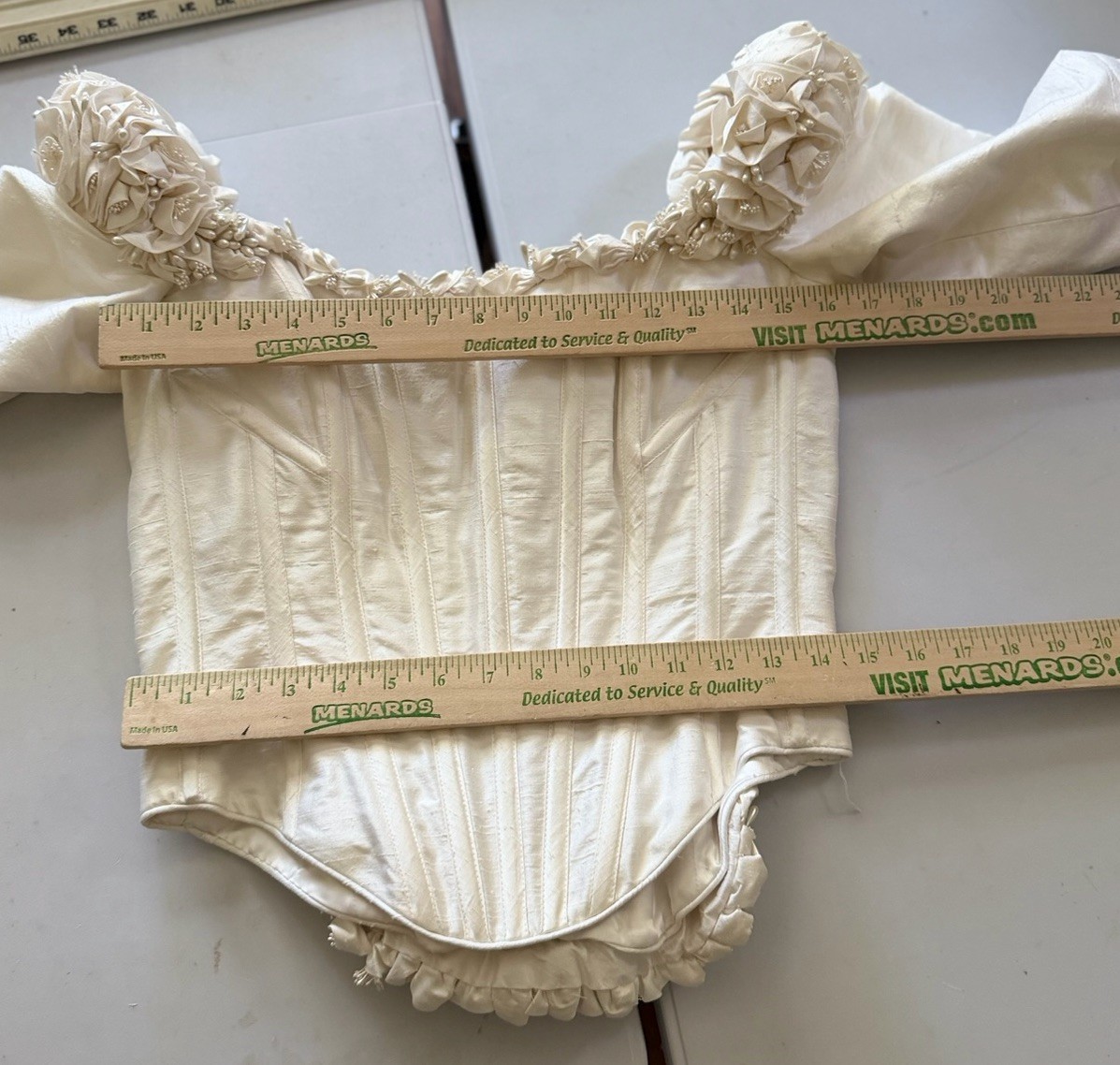 Anna Hernandez Handmade Bridal Corset Top XS/S Silk Victorian Style Long Sleeve