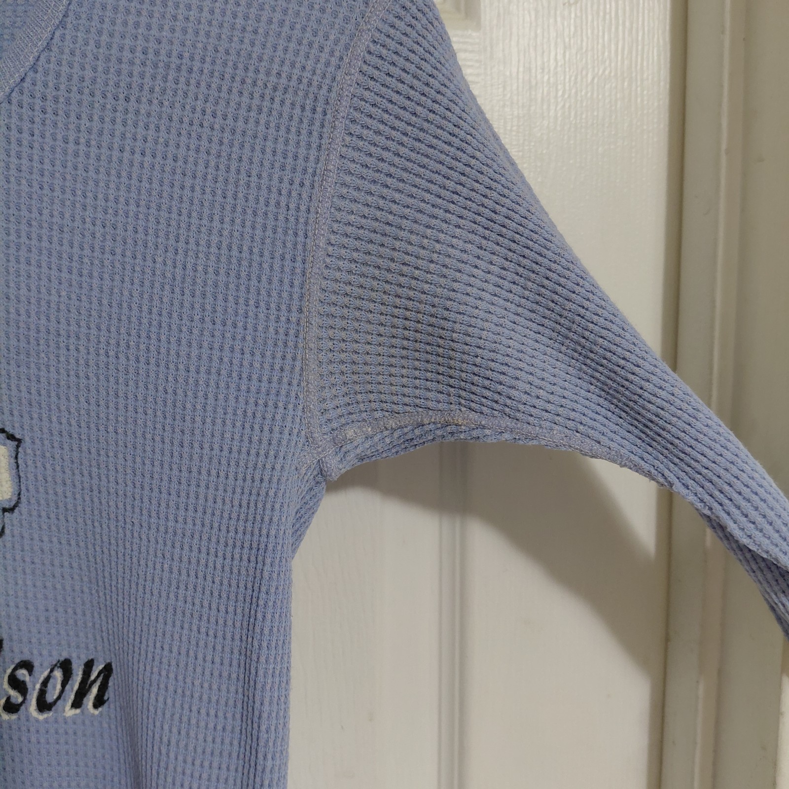 Vintage 80s Kegel Harley-Davidson Rockford IL Rose Light Blue L/S Crew Thermal