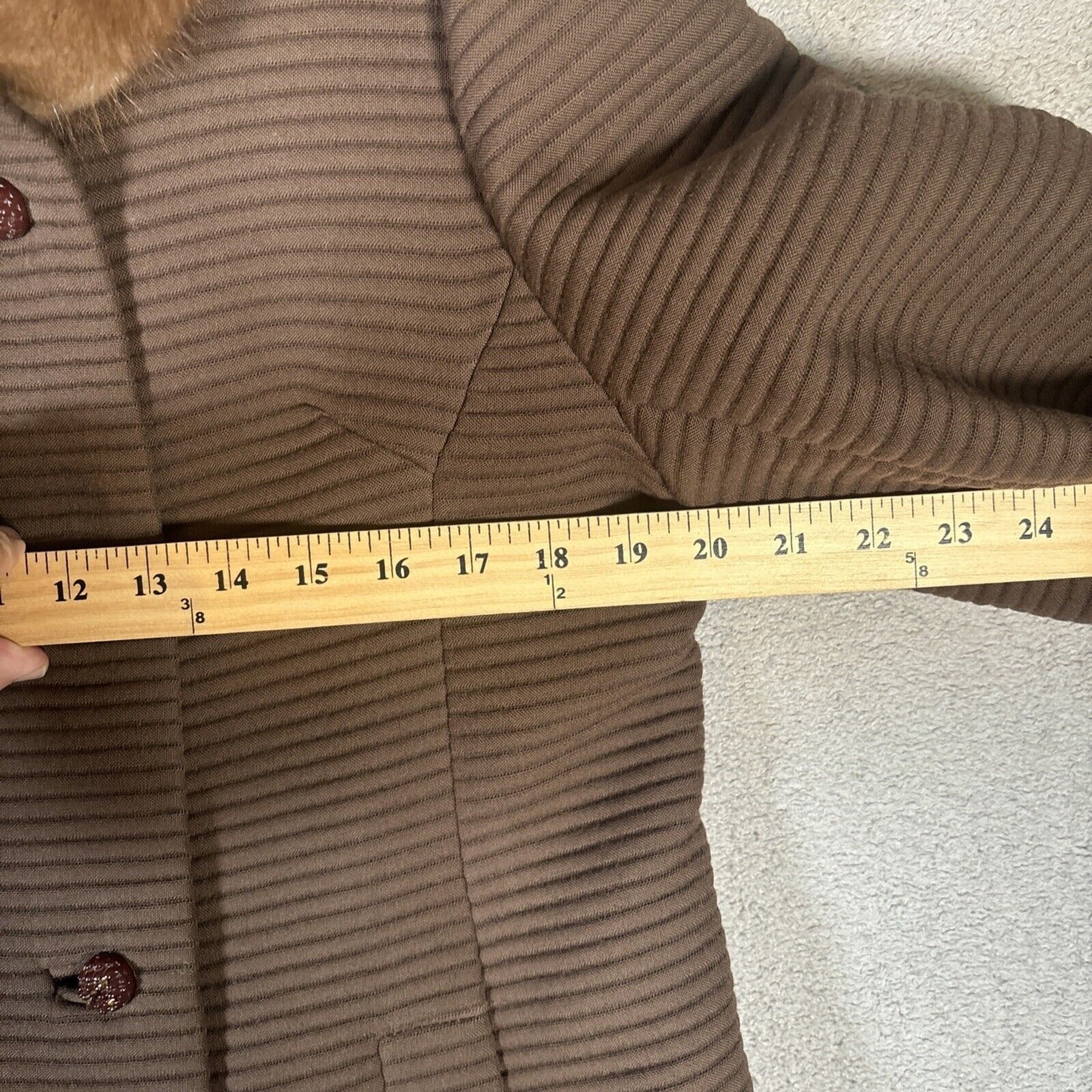 Vintage Forstmann Long Pea Coat Fur Collar Brown Double Breasted Mob Wife Duster