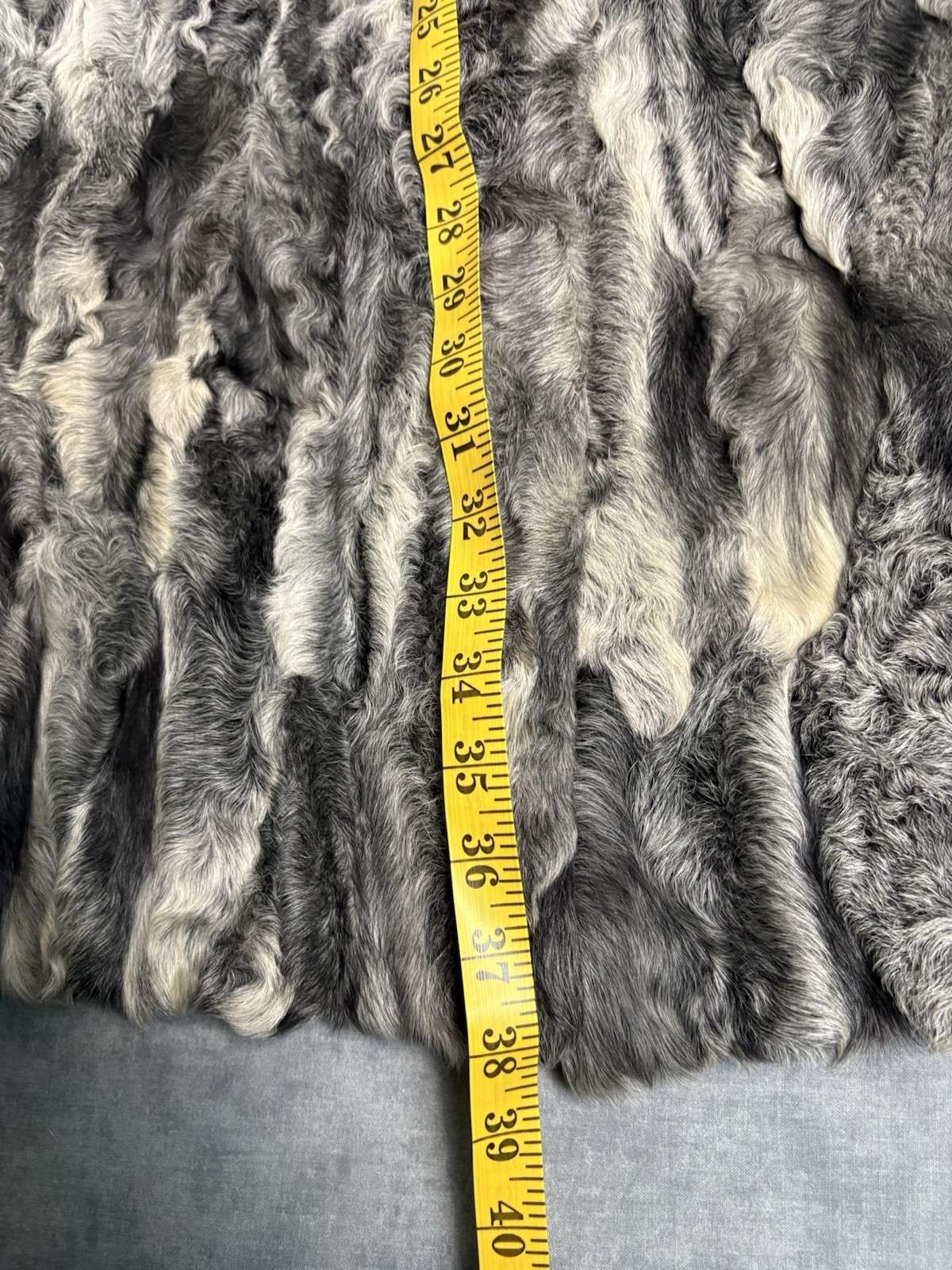 Vintage Persian Lamb Karakul Fur Coat Mink Collar Gray German Furrier M/L