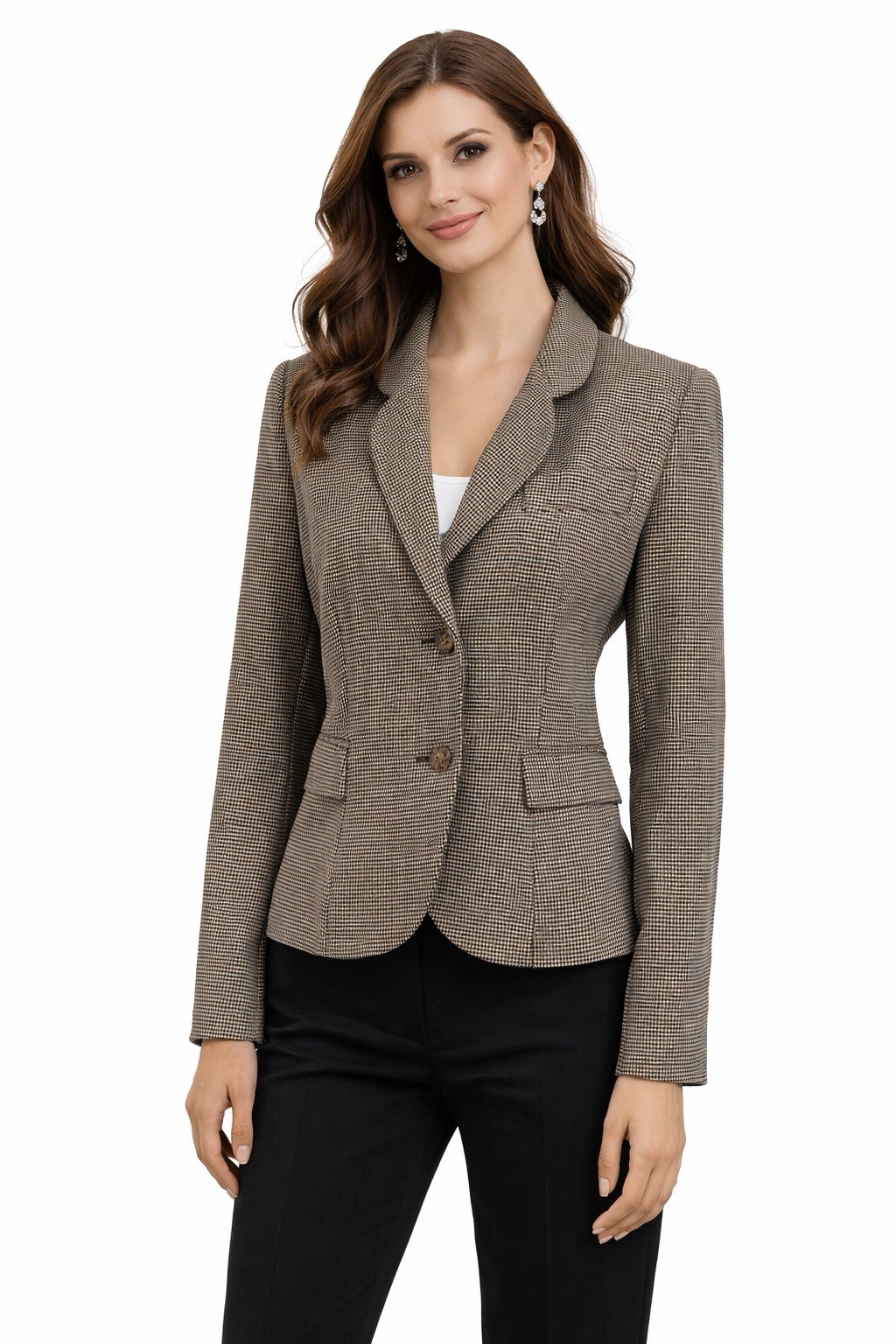 Vintage Nordstrom Houndstooth Wool Blazer Sz 8 Career Office Classic Timeless