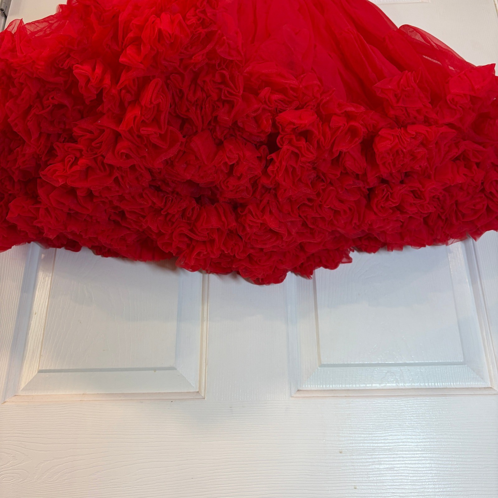 Malco Modes Red Petticoat Partners Please 582 Vintage Tulle Ruffle Skirt Pin Up