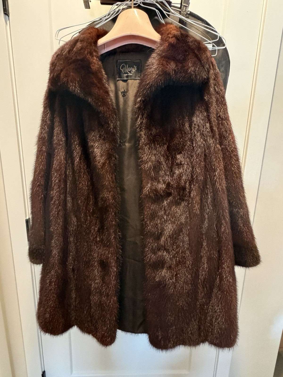 Macy’s Ladies Mink Coat Size Medium-used. Good Condition