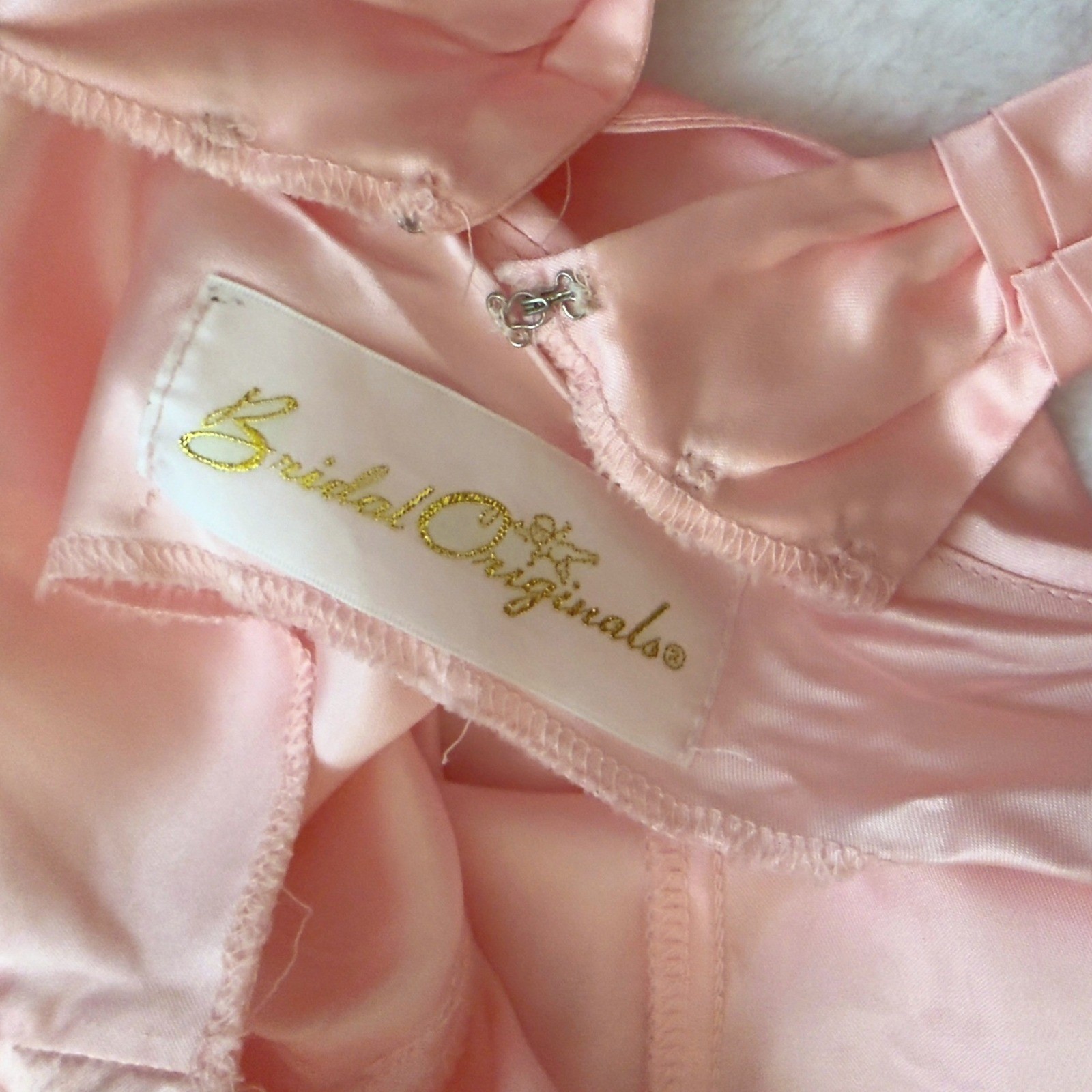 Vintage 80s Satin Pink Formal Ball Gown Princess Bow Hi Low Prom Party Dress