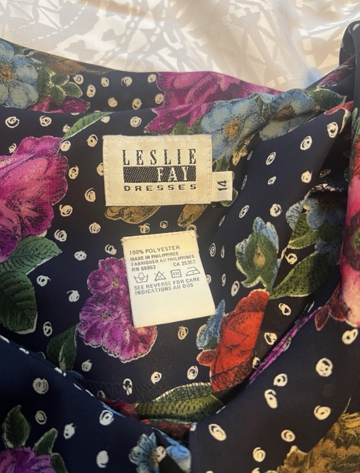 Vintage Floral Leslie Fay Ruffle Collar Printed Maxi Dress