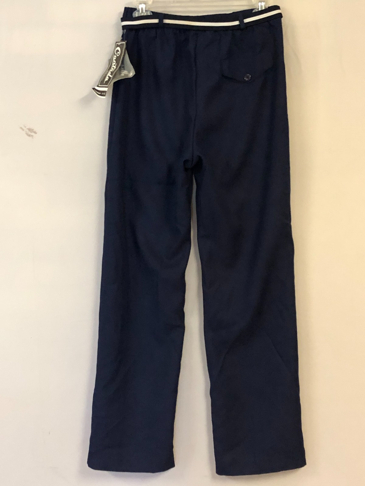 Vintage 70s Cantada Navy Blue Polyester Pants Size 28″-30″ Waist x 29″ Inseam