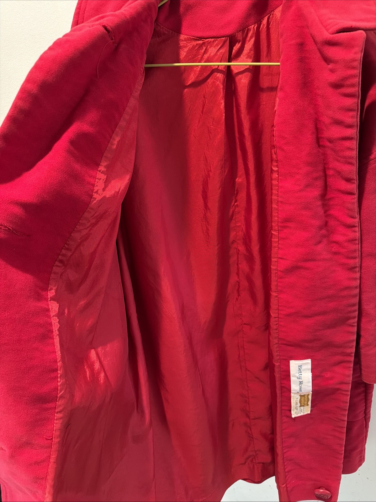 Vintage Betty Rose Red Suede Peacoat In Excellent Condition