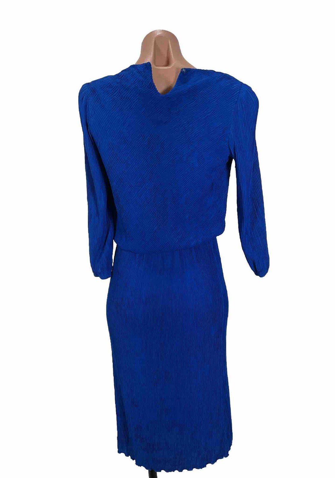 Leslie Fay Vintage Blouson Plisse Pleated Dress Secretary Unionmade 8P Cowl Neck
