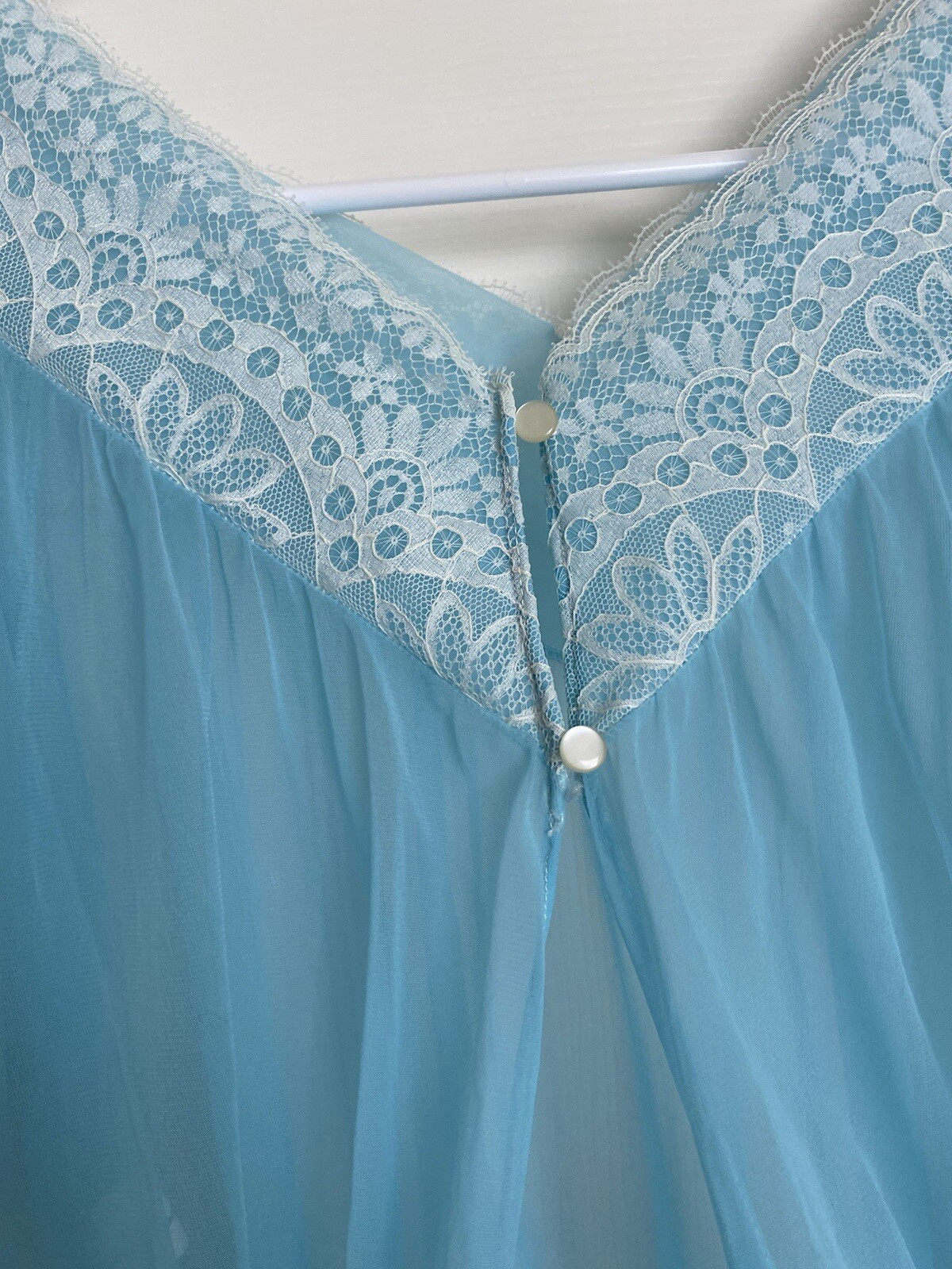 Vintage Lisette Al Sterling RARE Gown Peignoir Set Sky Blue Nylon Coquette Small