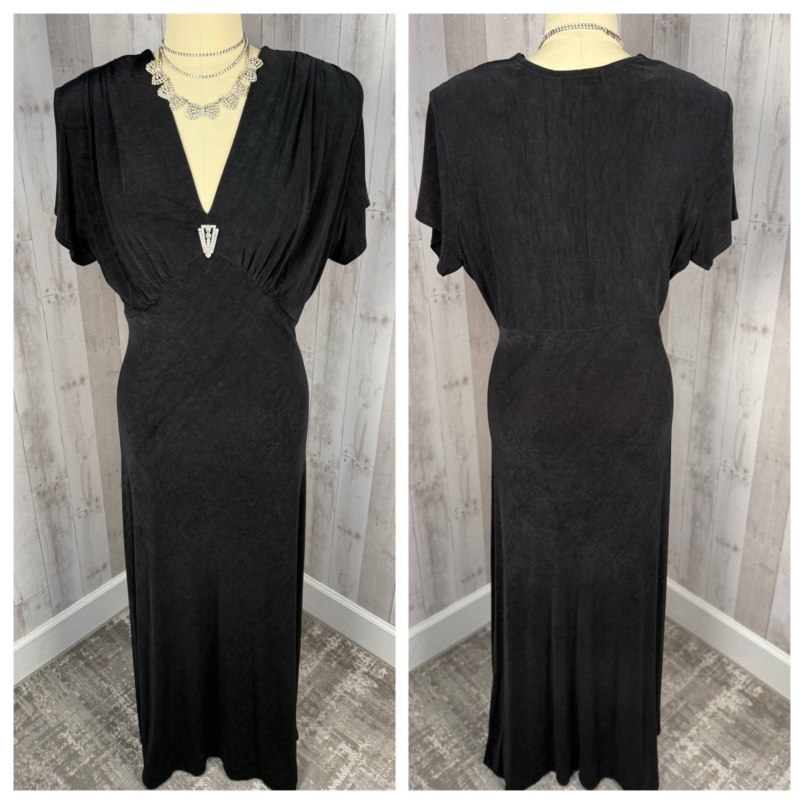 Vintage 1980s Gown~Susan Roselli Vijack Drape Rhinestone Stretch Dress Sexy 12/L