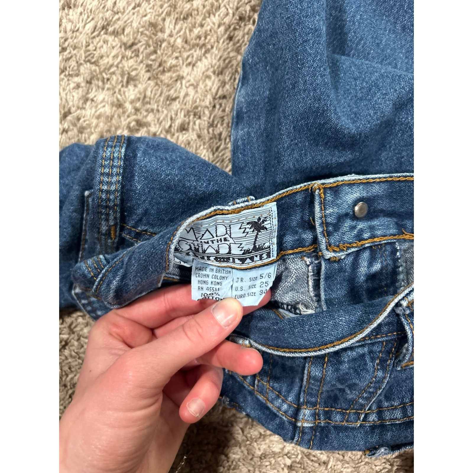 Vintage High Waisted Western Tapered Mom Jeans Straight Leg 80s Blue 24′