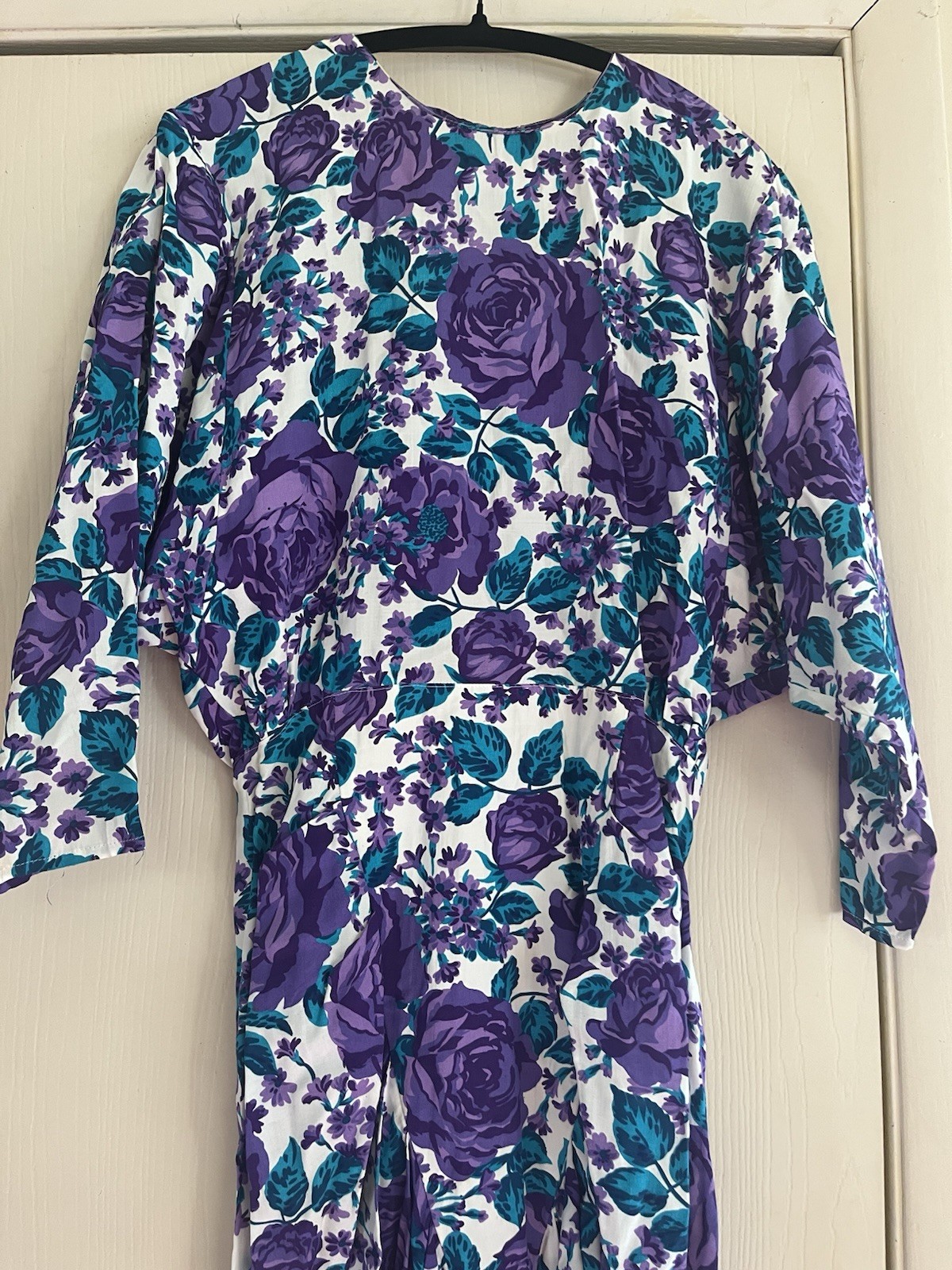 VTG 80s Spring Garden Party Ruched Skirt Bloomcore Avant Garde Midi Dress S