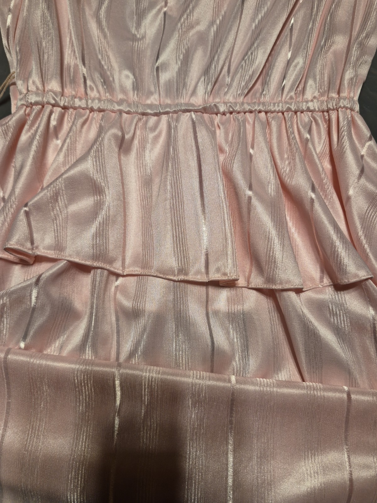 Vintage Pea Patch Women’s Peplum Size 5 Dress Pink Shimmery Stripe Preowned