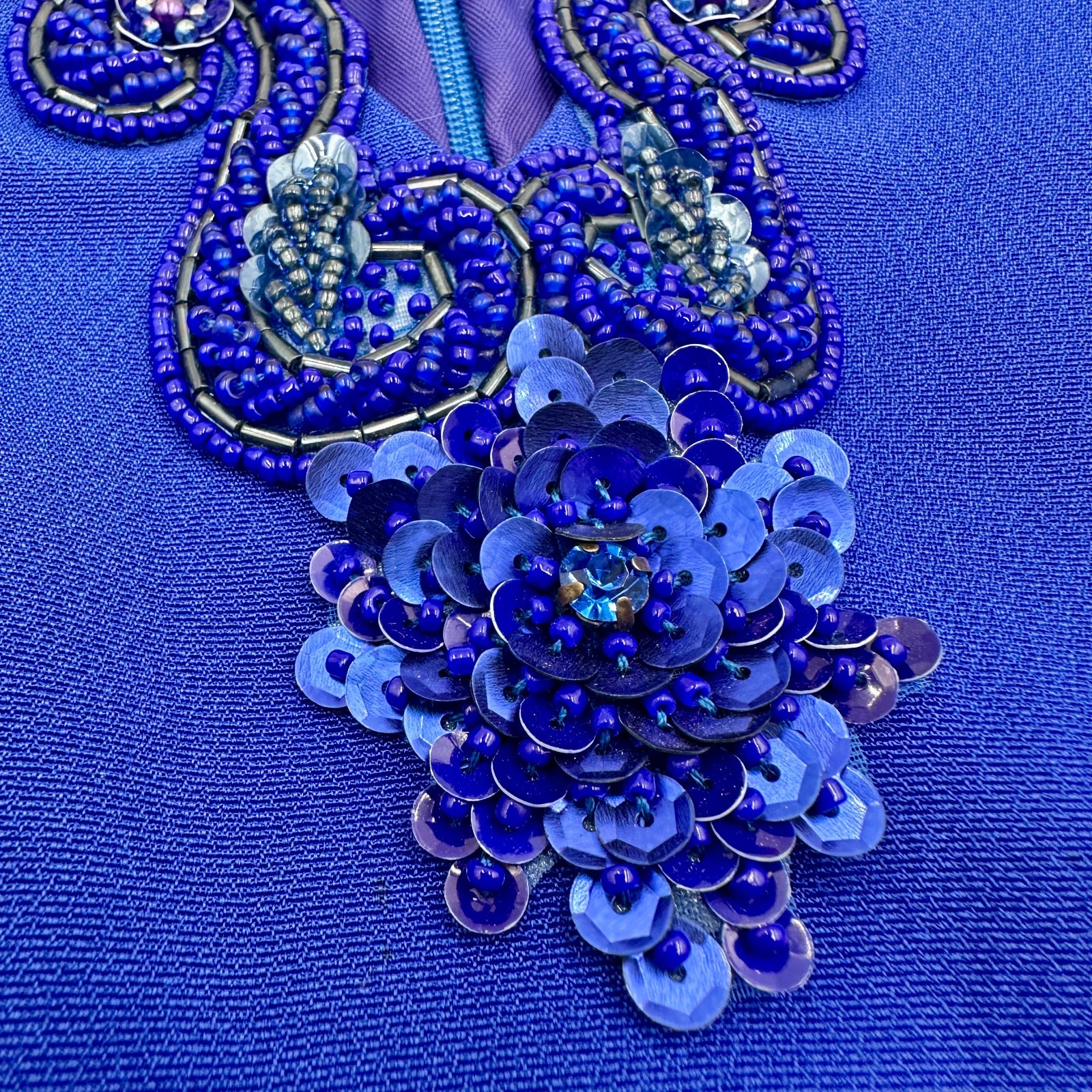 Vintage CH by Carolina Herrera Royal Blue Beaded Cocktail Dress – Size 12